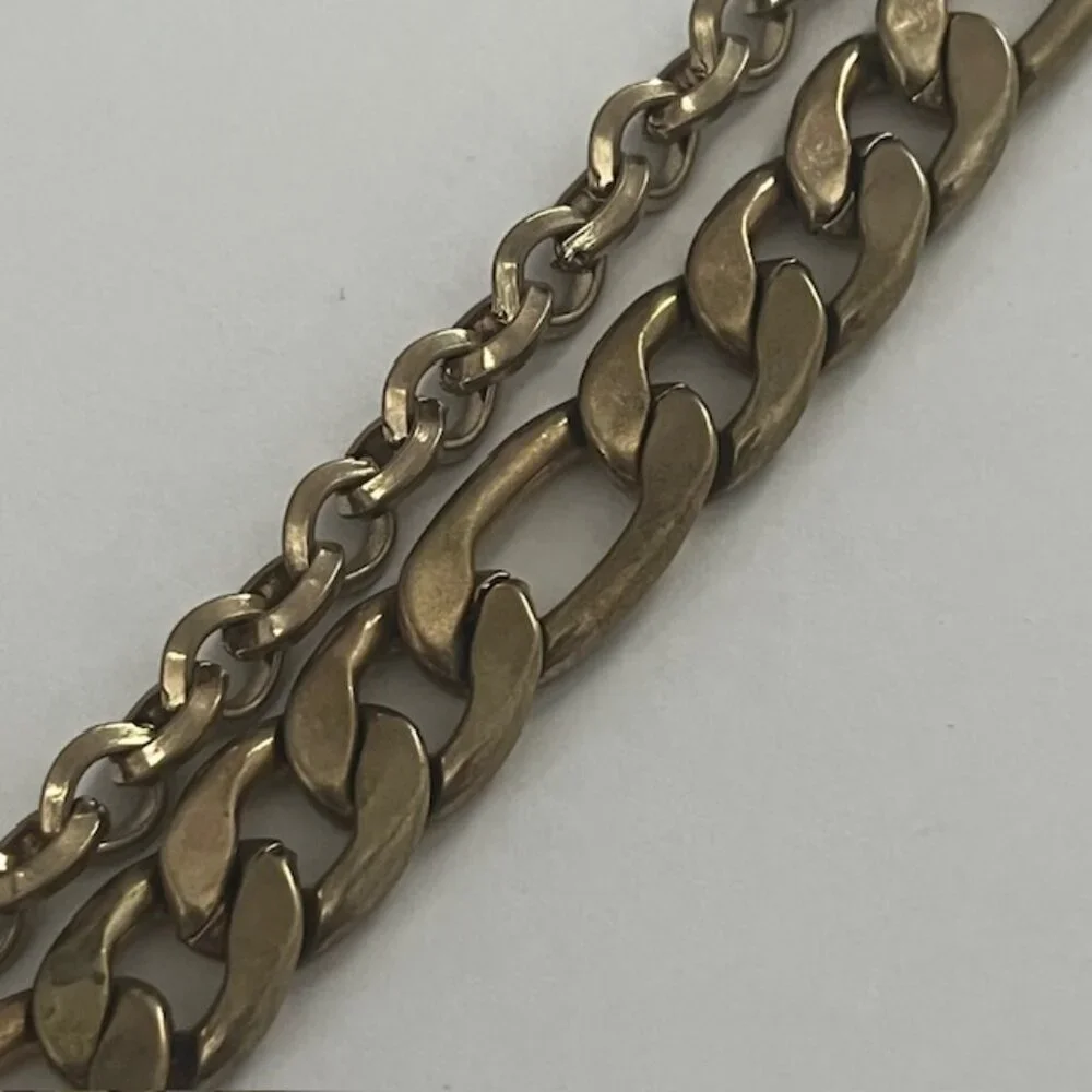 Double Chain Bracelet Layered Links Gold Tone